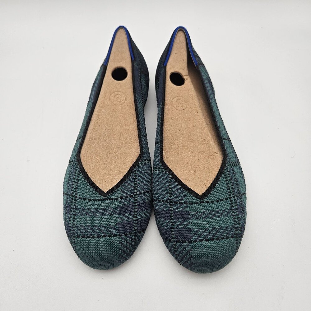 Rothys The Flat Pine Plaid Preppy Round Toe Slip On Flats Womens Sz 9.5 NEW